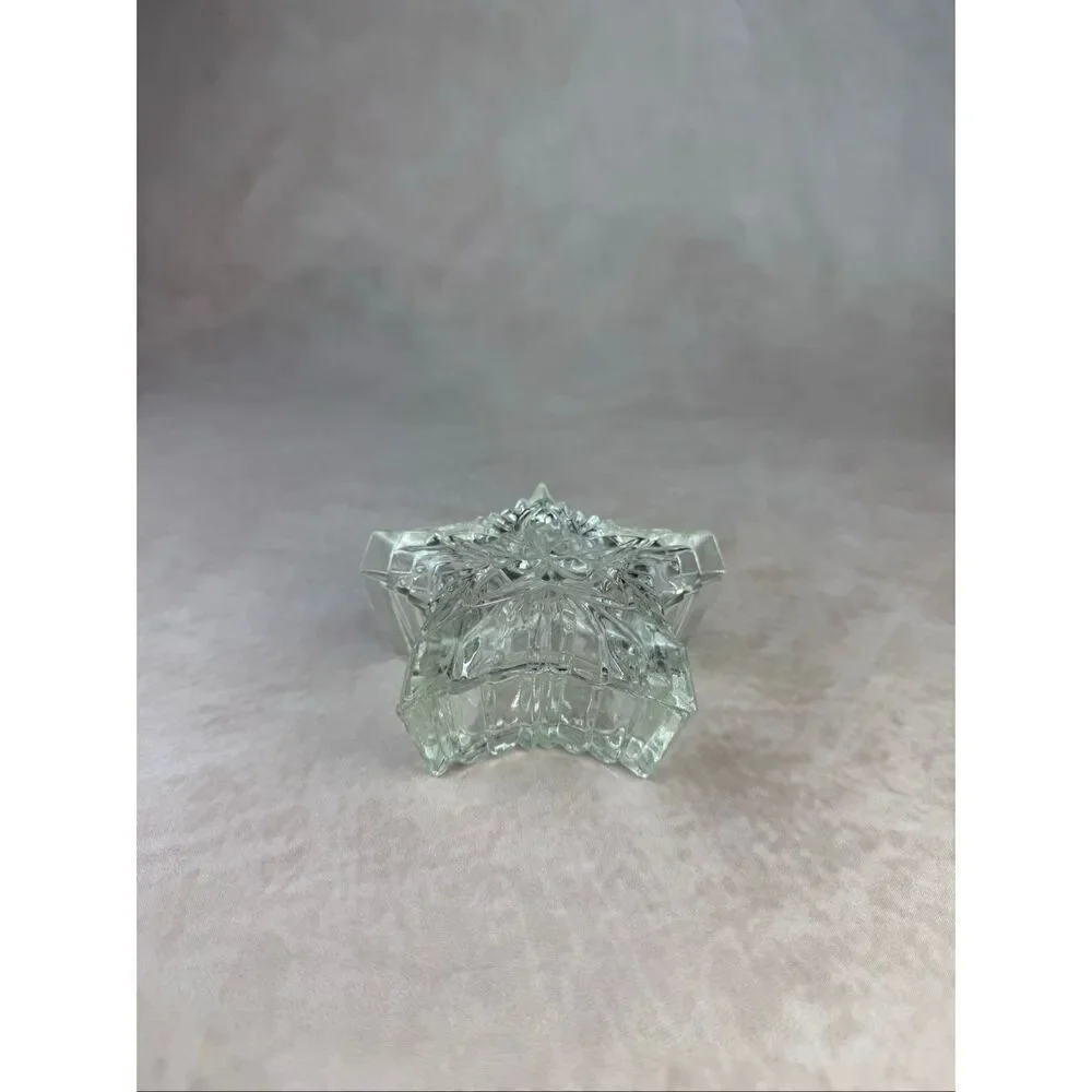 Vintage Clear Celestial Star Lidded Trinket Dish 90s